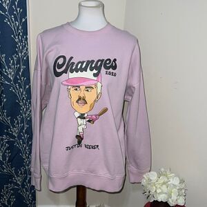 H&M x Justin Bieber Changes 2020 Baseball Relaxed Fit Sweatshirt Light Pink